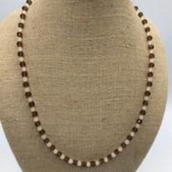 Brown and White Bead Necklace - Picture 5 of 5